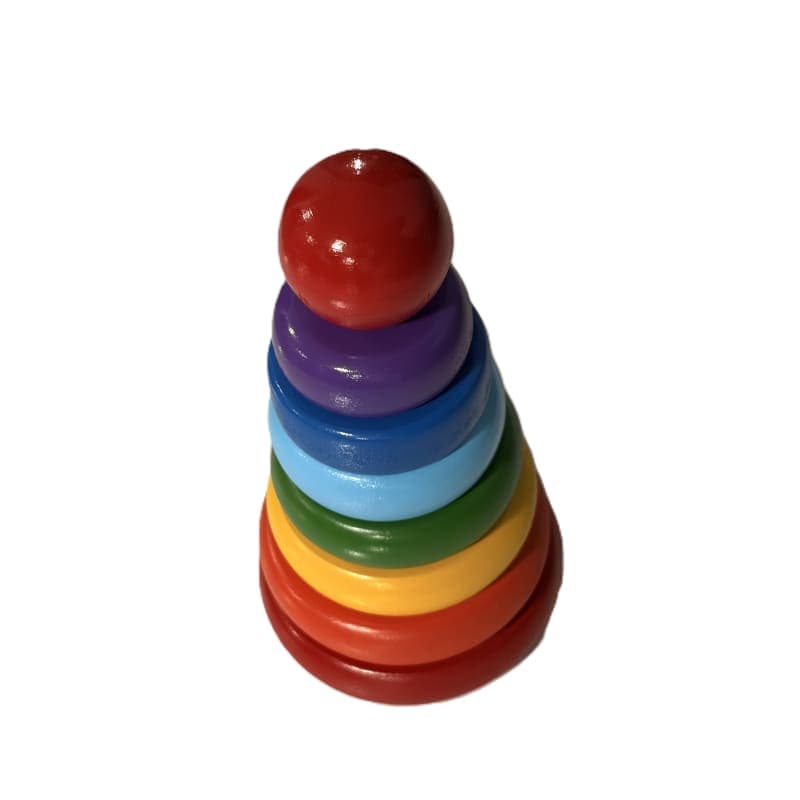 Torre de Apilar de Madera Arcoíris | Apilable de Aros — Imagen 1