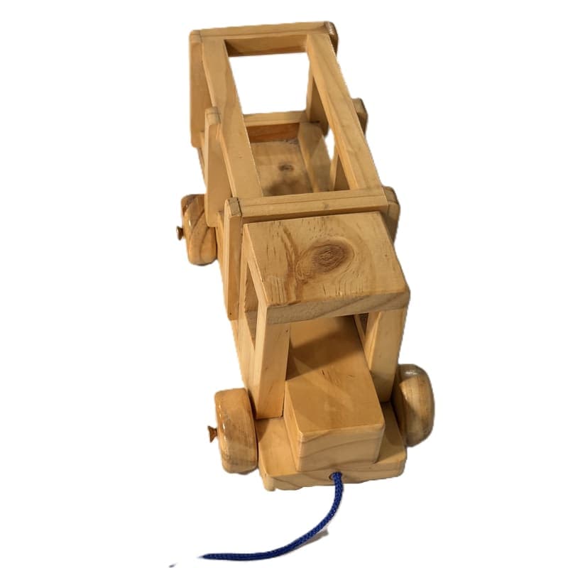 Camión de Arrastre de Madera Natural Mediano | Juguete con Cuerda para Primeros Pasos