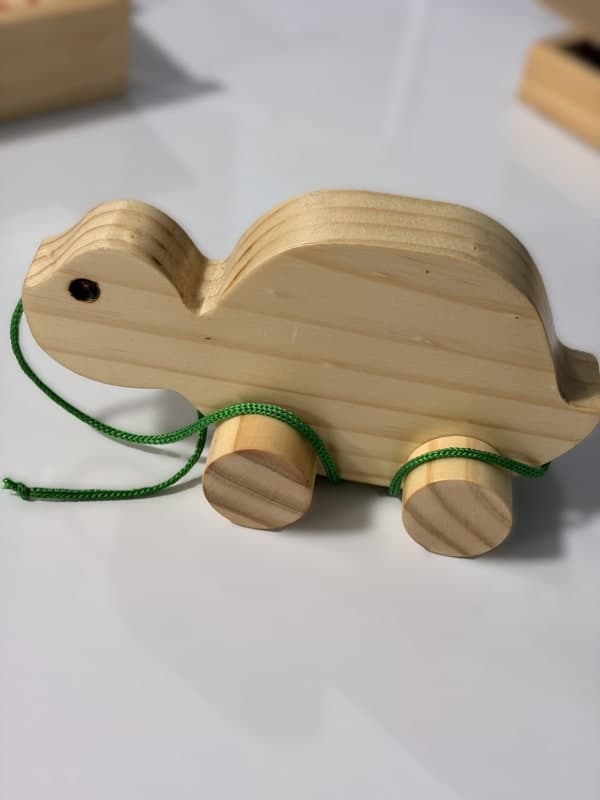 Tortuga de Arrastre de Madera Natural — Imagen 1
